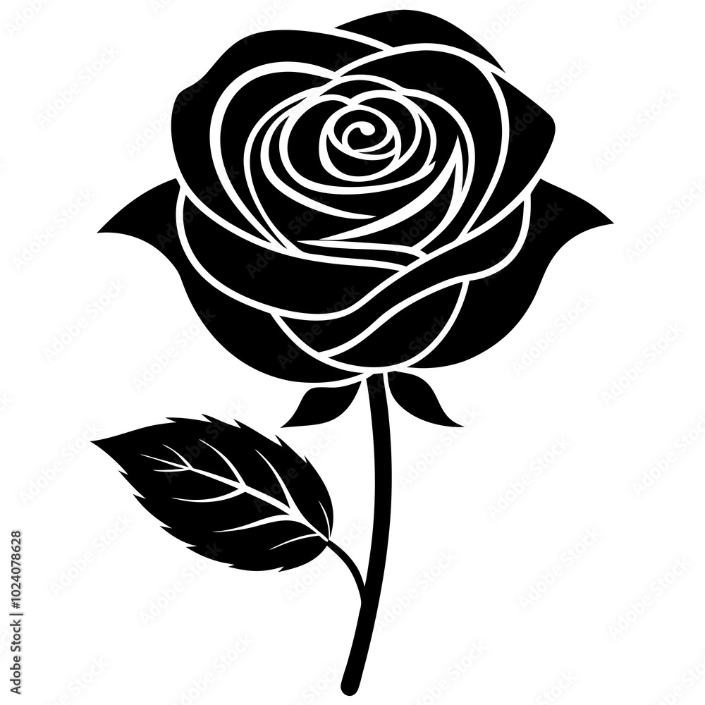 beautiful and nice love Rose art vector silhouette beautiful and nice love Rose art vector silhouette