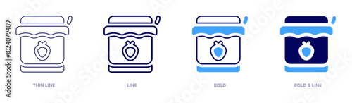 Vegan jam icon in 4 different styles. Thin Line, Line, Bold, and Bold Line. Duotone style. Editable stroke