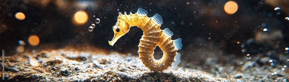 Enchanting Seahorse Swimming in Crystal Clear Water Enchanting Seahorse Swimming in Crystal Clear Water