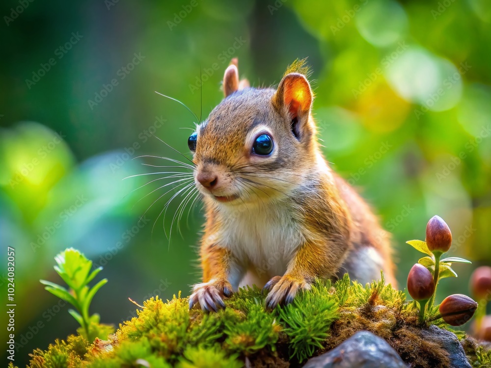 Obraz premium Charming baby squirrel spotted in Minnesota’s wild! A delightful encounter for nature lovers and animal fans,