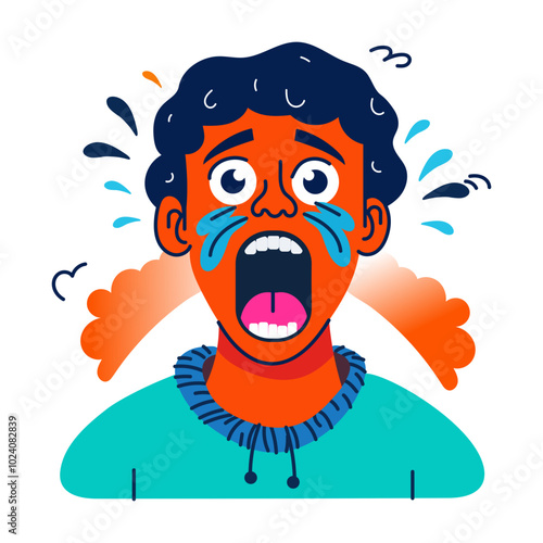A flat style sticker of teasing person 