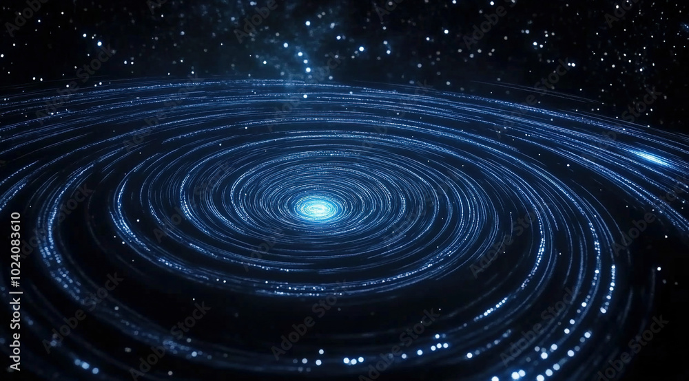 Blue vortex particle technology background Blue vortex particle technology background