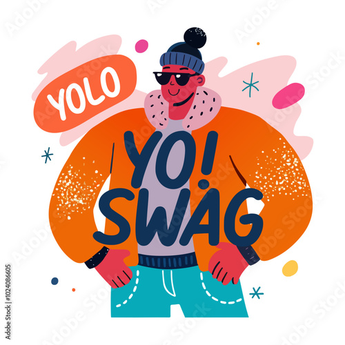 A character based swag sticker in flat style
