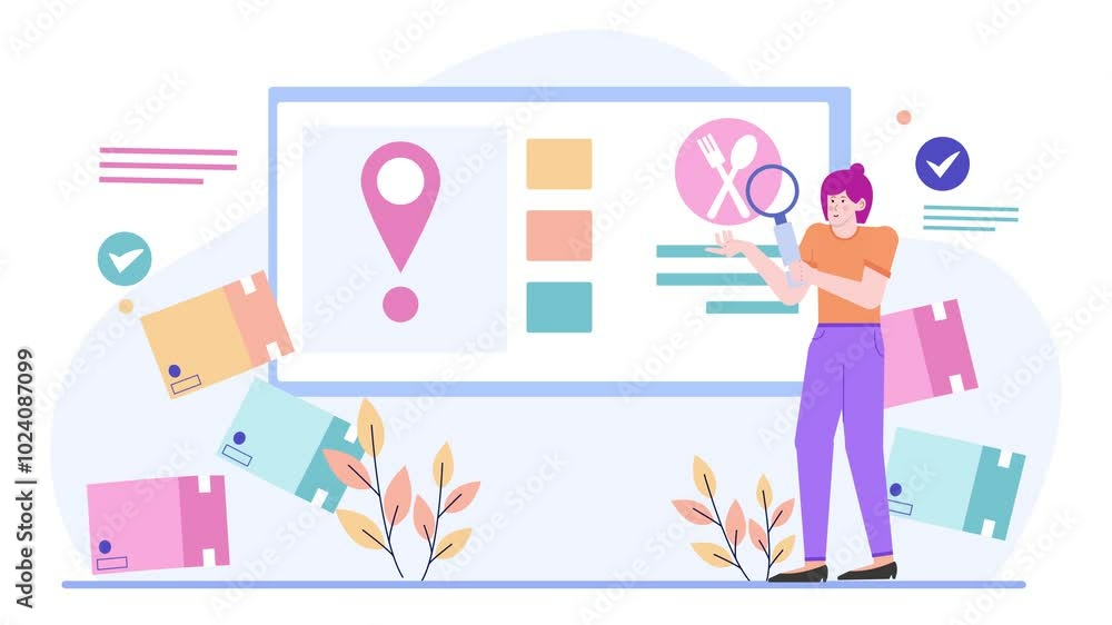 a person presenting an online strategy with colorful graphics illustration animated video a person presenting an online strategy with colorful graphics illustration animated video