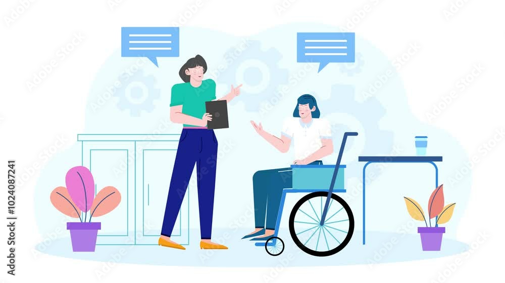 two colleagues engaging in a positive conversation business inclusive illustration animated video two colleagues engaging in a positive conversation business inclusive illustration animated video