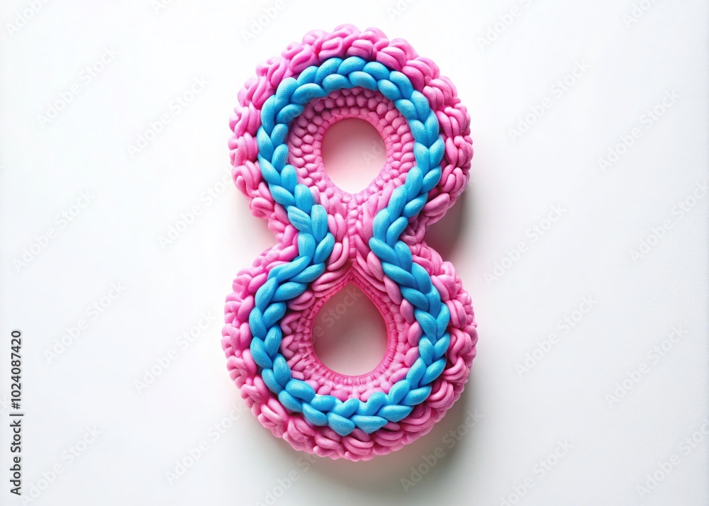 Colorful Pink and Blue 3D Number 8 Made of Toothpaste on White Background for Creative Design and Marketing Colorful Pink and Blue 3D Number 8 Made of Toothpaste on White Background for Creative Design and Marketing