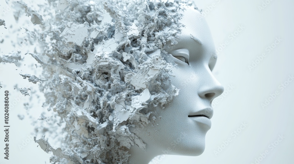Abstract Human Head with Exploding Thoughts and Ideas Abstract Human Head with Exploding Thoughts and Ideas