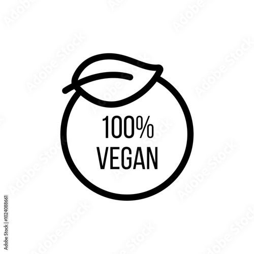 100% vegan icon Outline vector for web ui