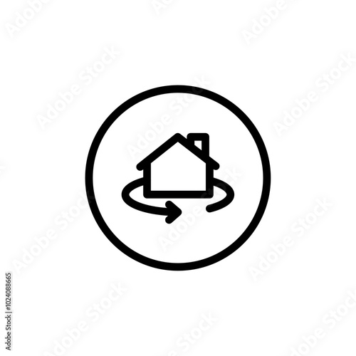 360 degree house icon Outline vector for web ui