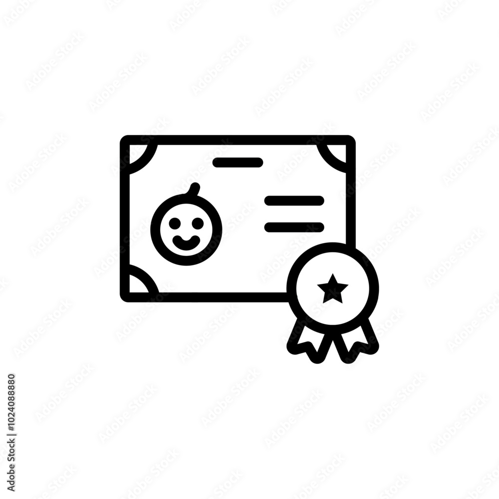 Birth certification icon Outline vector for web ui Birth certification icon Outline vector for web ui