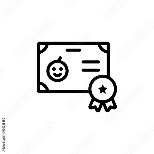 Birth certification icon Outline vector for web ui