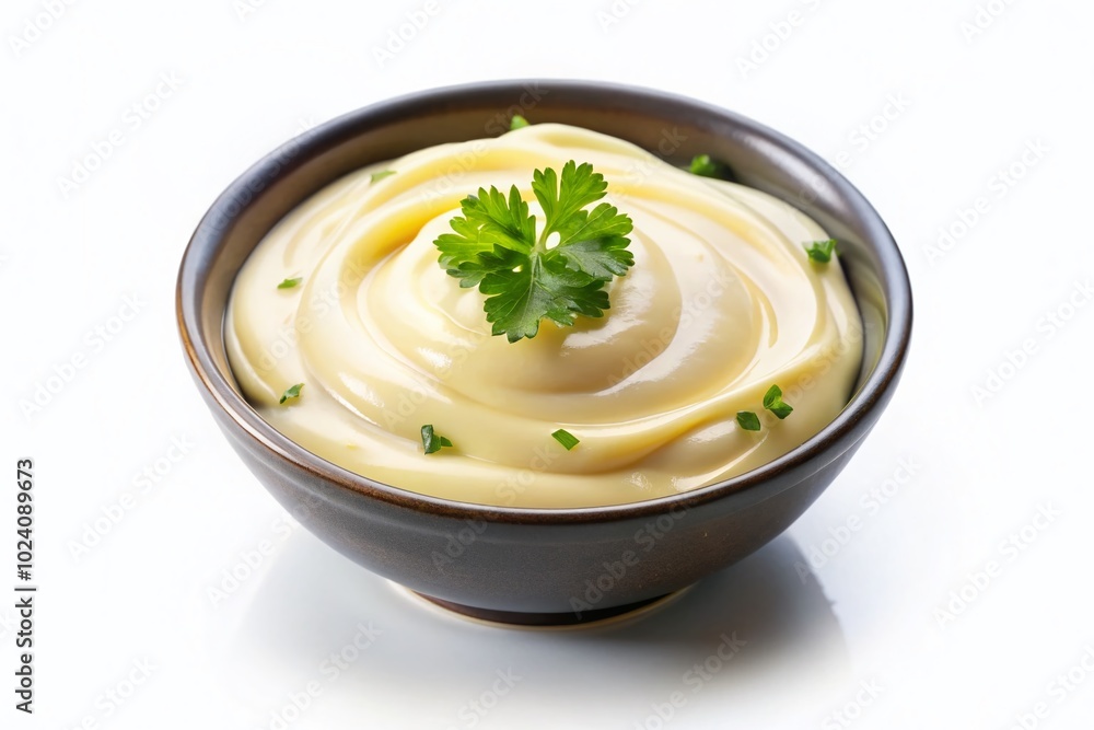 Creamy Homemade Mayonnaise in a Bowl on White Background - Perfect for Dips, Dressings, and Sandwiches Creamy Homemade Mayonnaise in a Bowl on White Background - Perfect for Dips, Dressings, and Sandwiches