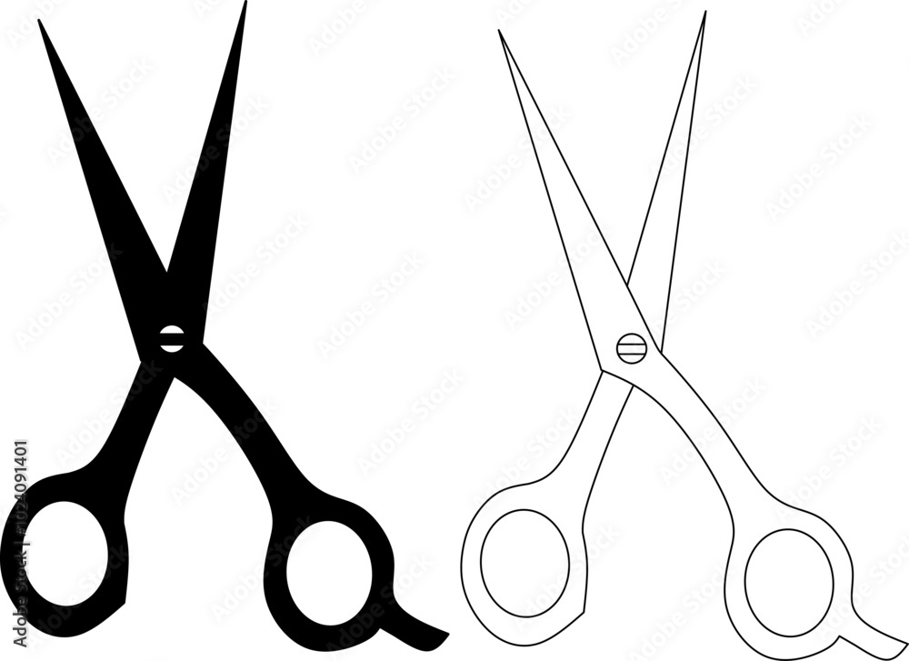 A silhouette outline of scissors depicts their distinct shape, featuring two sharp blades, a central pivot, and handles. It captures the essence of the tool in a bold, minimalist style A silhouette outline of scissors depicts their distinct shape, featuring two sharp blades, a central pivot, and handles. It captures the essence of the tool in a bold, minimalist style