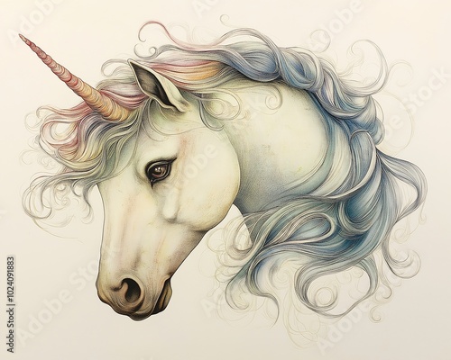 unicorn long blue horn inspiring stunning princess singularities mythical photo