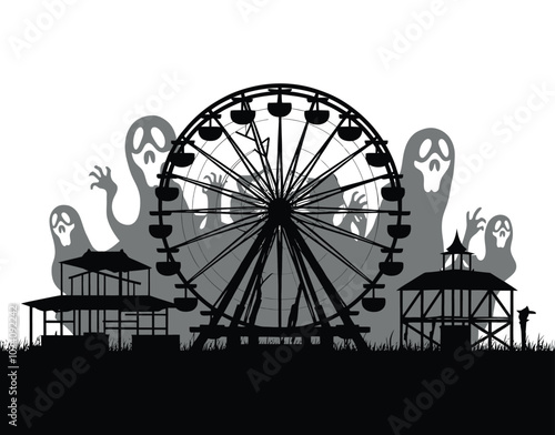 The Haunted Remnants Silhouettes of a Joyful Vector EPS Template