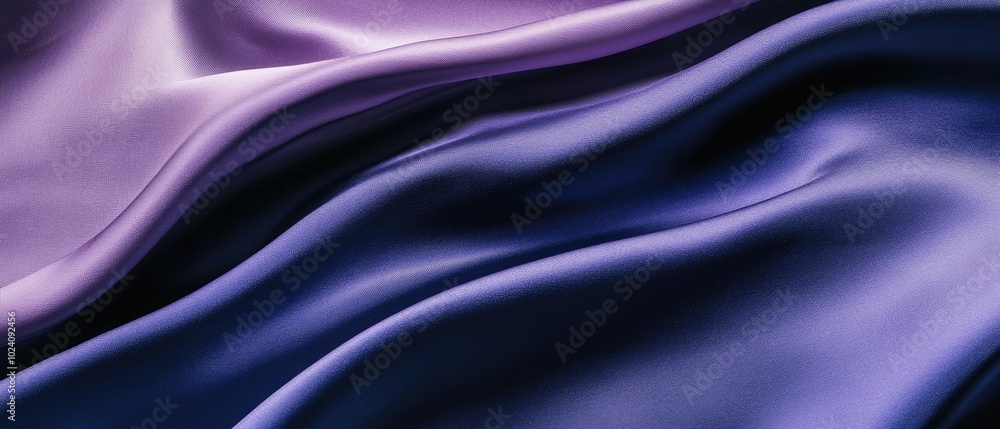 Obraz premium Elegant silky fabric draping beautifully in shades of purple and blue, ideal for fashion, design, and textile backgrounds.
