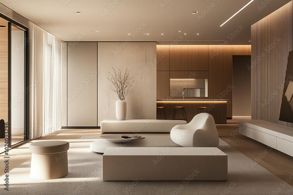 Fototapeta premium Modern interior design with minimal decor.