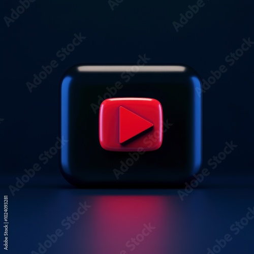 3d rendering of a play button symbol on a dark background photo