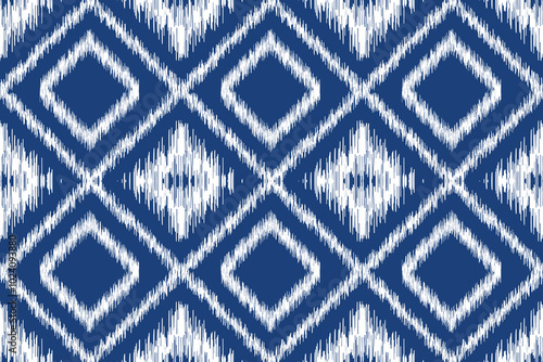 Geometric ethnic ikat seamless pattern. abstract illustration. design for geometric pattern wallpaper. Tribal ethnic vector texture. Aztec style. Folk embroidery. Indian, Scandinavian, African rug.