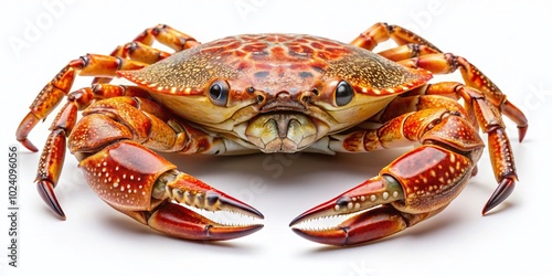 Edible Crab (Cancer Pagurus) captured in architectural photography, showcasing the intricate details of marine life against a pristine white