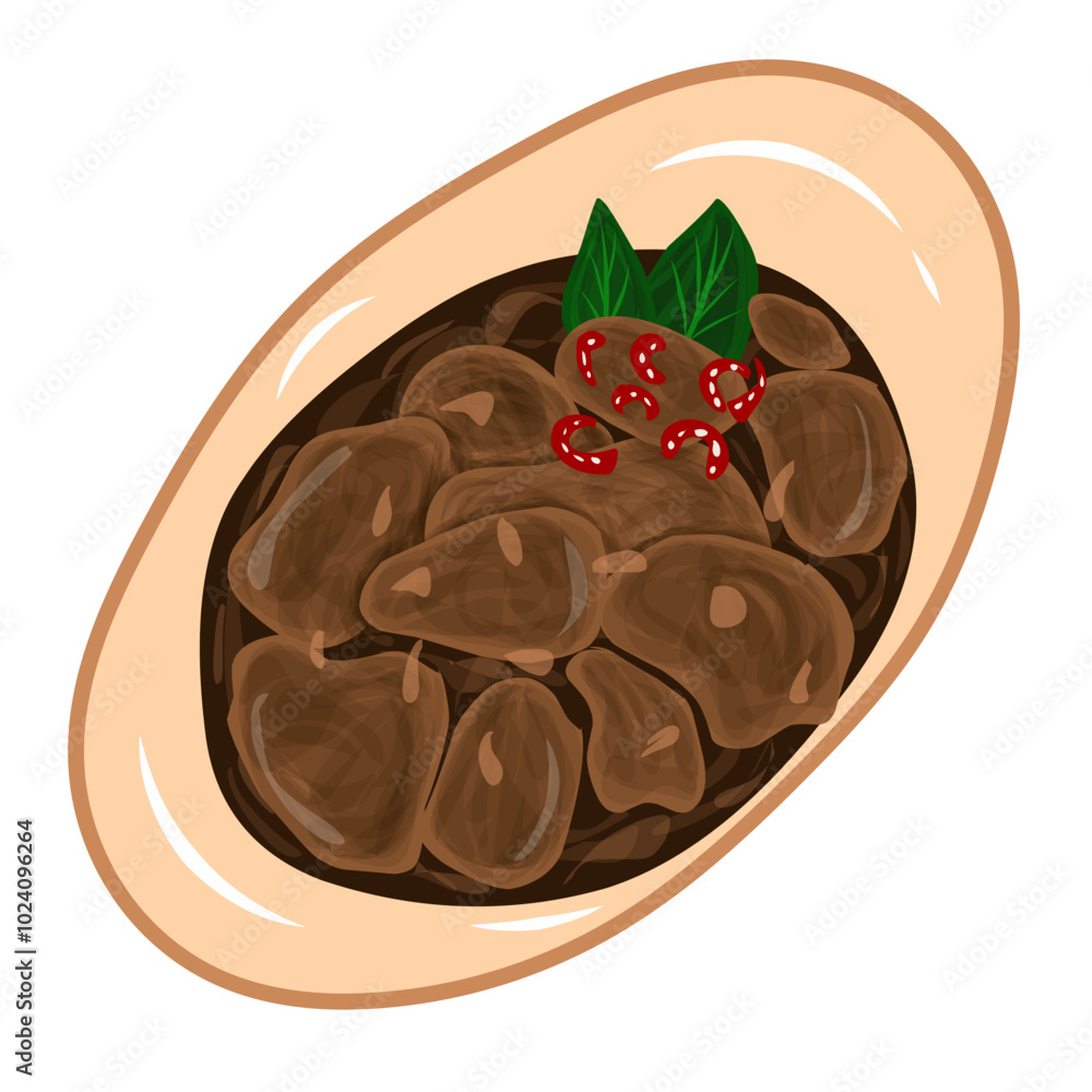 Fototapeta premium Indonesia Food Rendang Vector Illustration