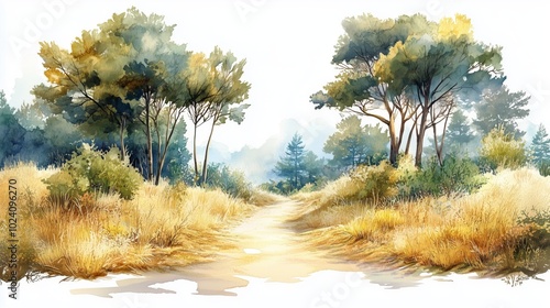 Landscape forest wilderness outdoors watercolor