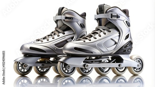 Inline skates isolated on white background with reflection photo