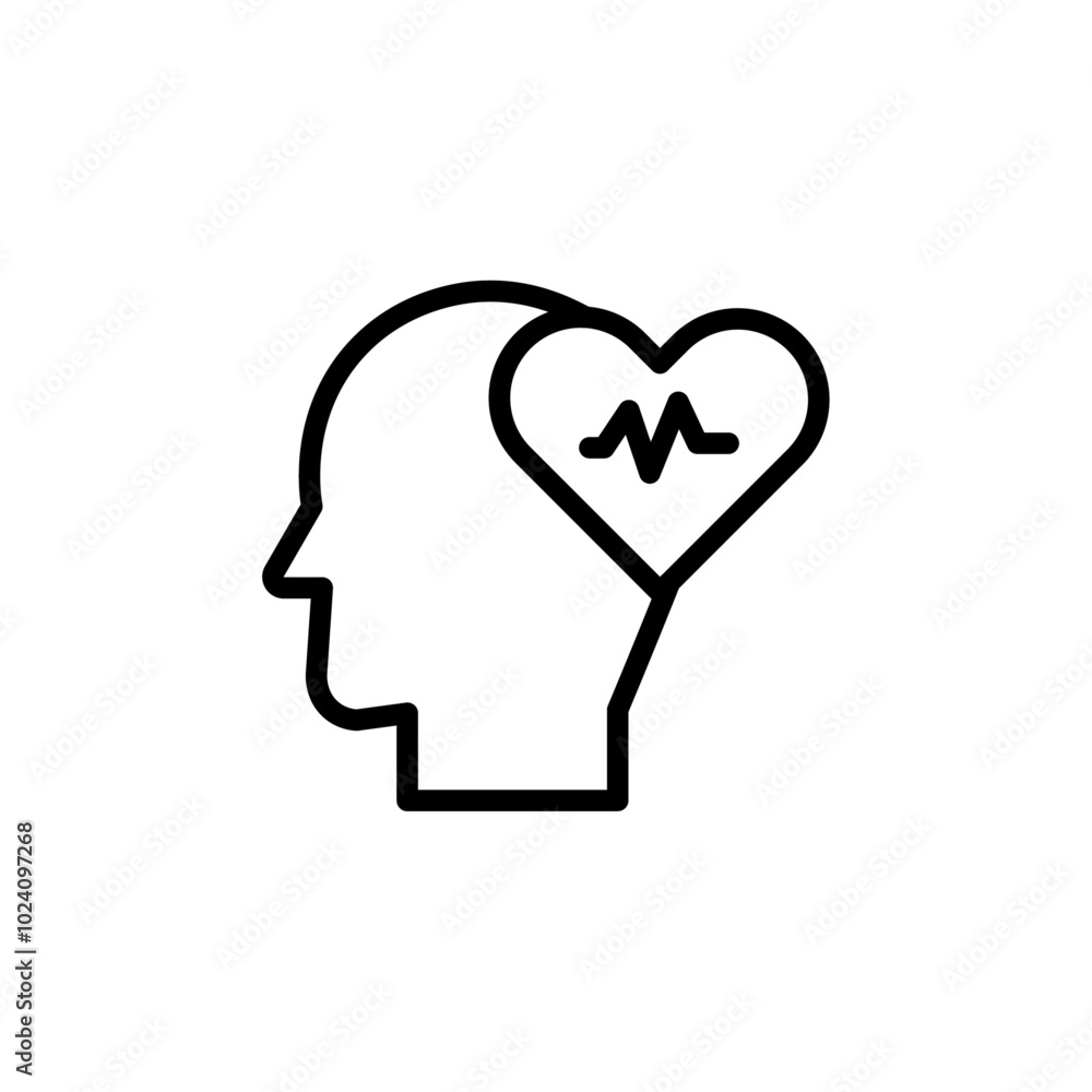 Mental Health icon Outline vector for web ui Mental Health icon Outline vector for web ui