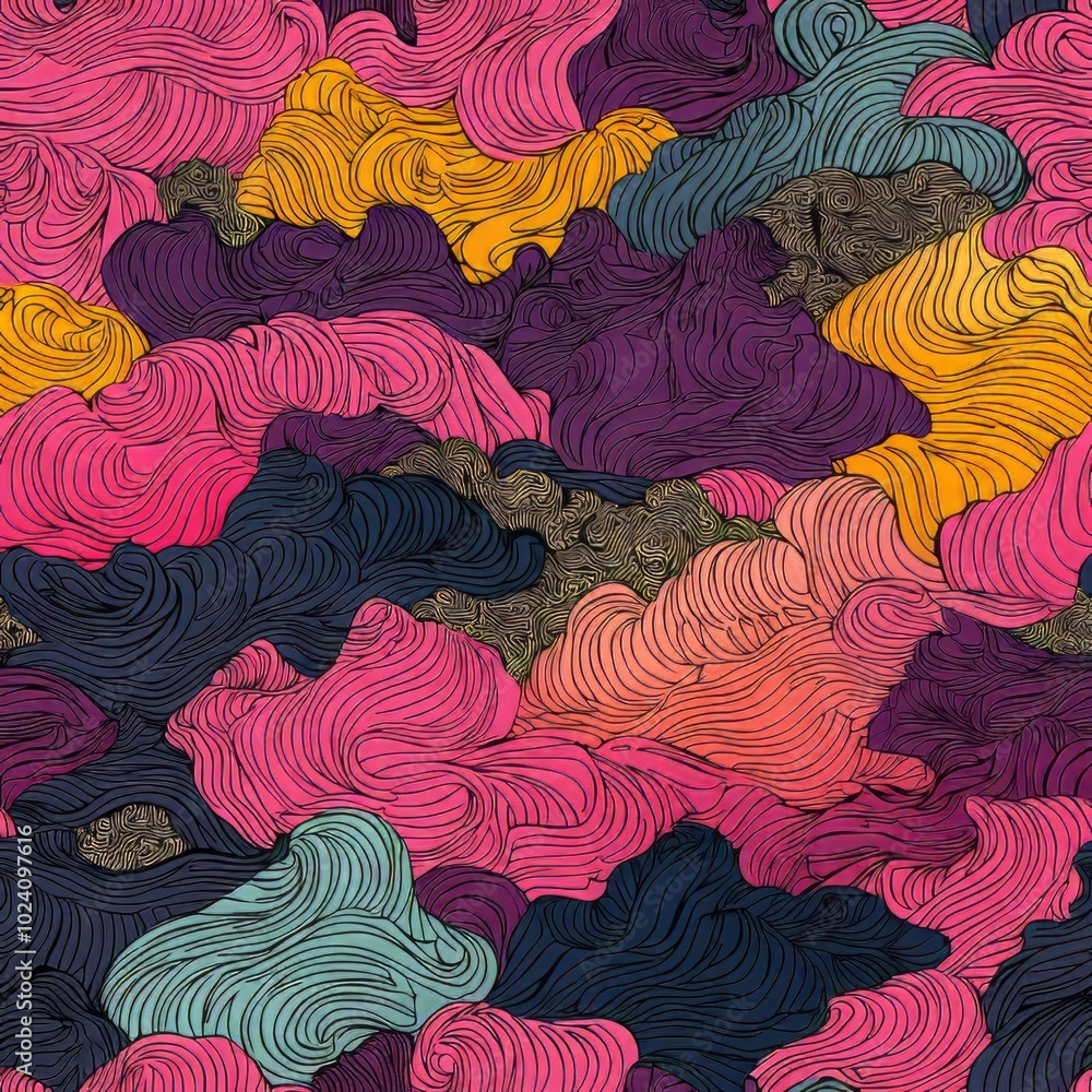 Fototapeta premium seamless pattern of swirling mists enveloping enchanted forests