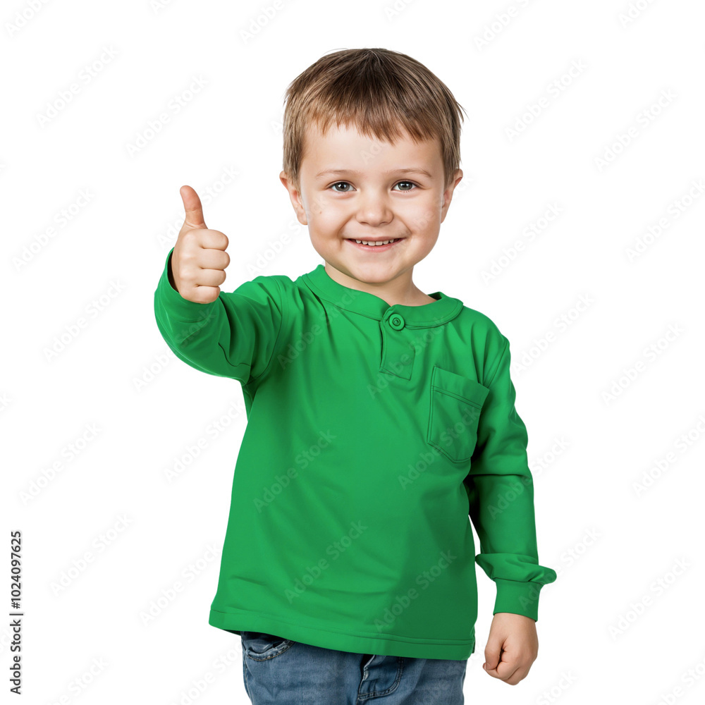 Cheerful smiling young boy showing thumb up isolated on transparent background Cheerful smiling young boy showing thumb up isolated on transparent background