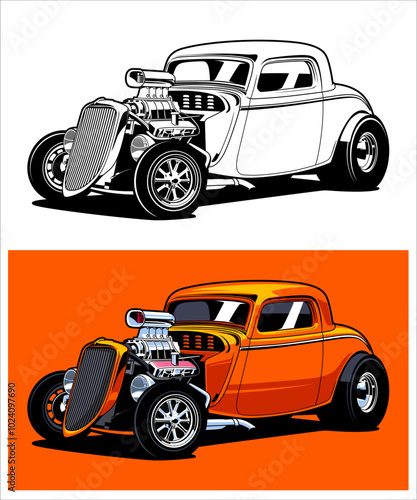 Custom Culture Hotrod Car Illustration 01