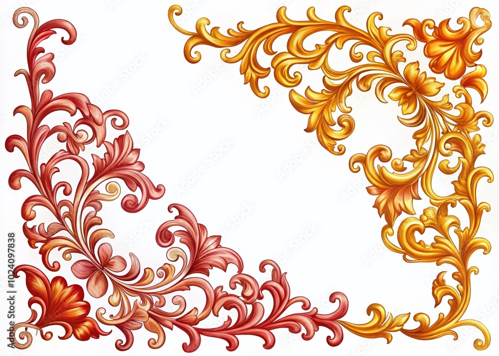 Elegant Filigree Corner Borders on White Background for Office Use - AI Generated Decorative Elements for Design Elegant Filigree Corner Borders on White Background for Office Use - AI Generated Decorative Elements for Design
