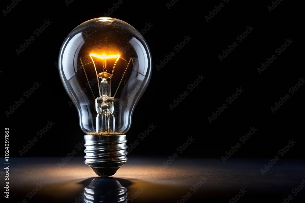 Interesting lightbulb on black background Panoramic Interesting lightbulb on black background Panoramic