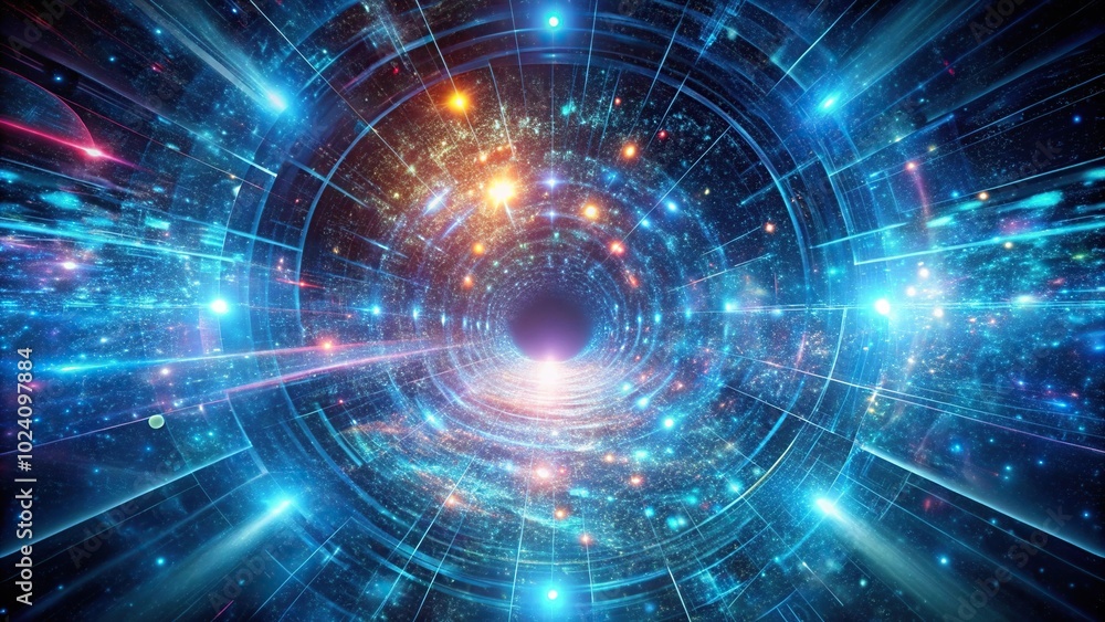 Interdimensional vortex in a digital world with blurred background Interdimensional vortex in a digital world with blurred background