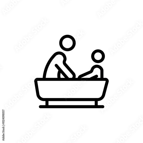 Mother washing baby in bath tub icon Outline vector for web ui