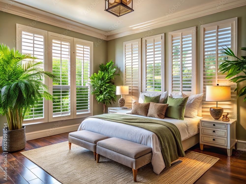 Elegant Indoor Plantation Shutters in Bedroom – Stylish Home Decor Ideas