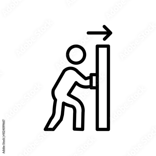 Person push the door icon Outline vector for web ui