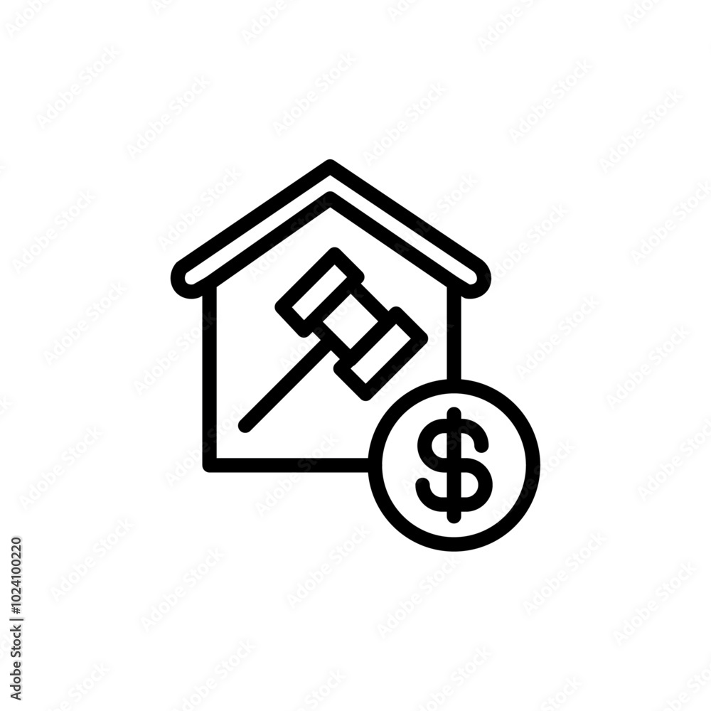 Fotografie Real estate auction icon Outline vector for web ui