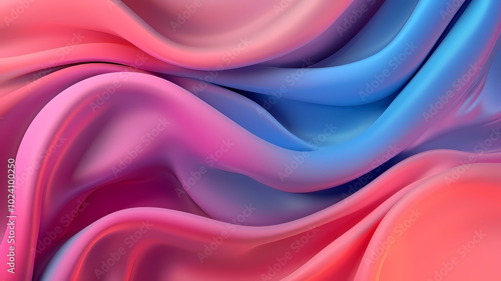 Fototapeta premium The image shows a abstract background with wavy lines in shades of pink, orange, and blue.