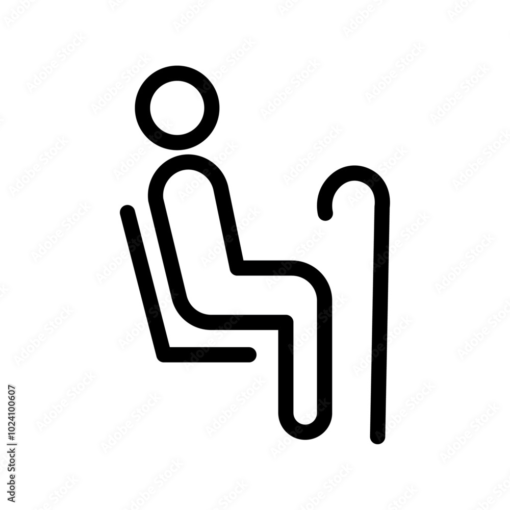 Seniors or old man sitting icon Outline vector for web ui Seniors or old man sitting icon Outline vector for web ui