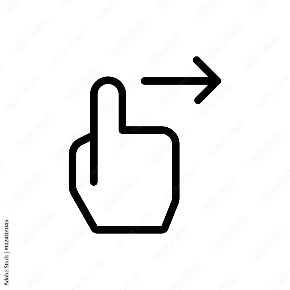 Swipe right icon Outline vector for web ui Swipe right icon Outline vector for web ui