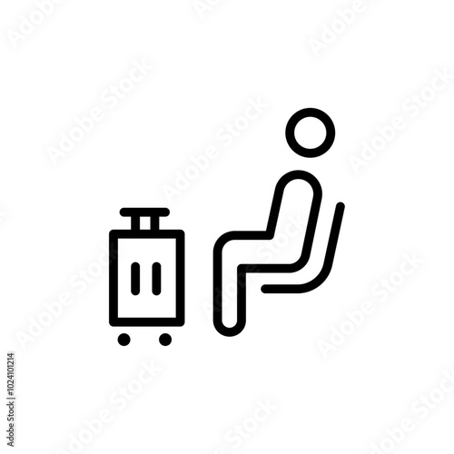 Traveler sitting in the airport lounge icon Outline vector for web ui