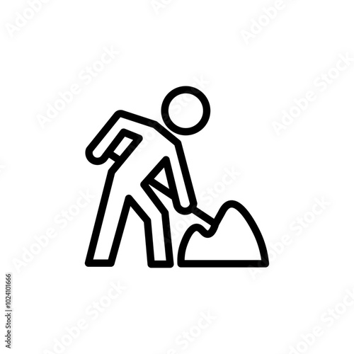 Worker digging icon Outline vector for web ui
