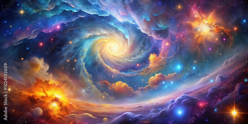 Ethereal Soft Cosmic Background with Gentle Swirls of Colorful Nebulae and Stars for Dreamy, Serene Visuals and Designs Ethereal Soft Cosmic Background with Gentle Swirls of Colorful Nebulae and Stars for Dreamy, Serene Visuals and Designs