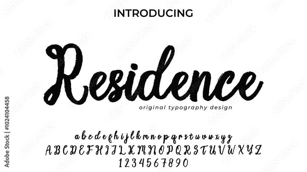 Residence Font Stylish brush painted an uppercase vector letters, alphabet, typeface Residence Font Stylish brush painted an uppercase vector letters, alphabet, typeface