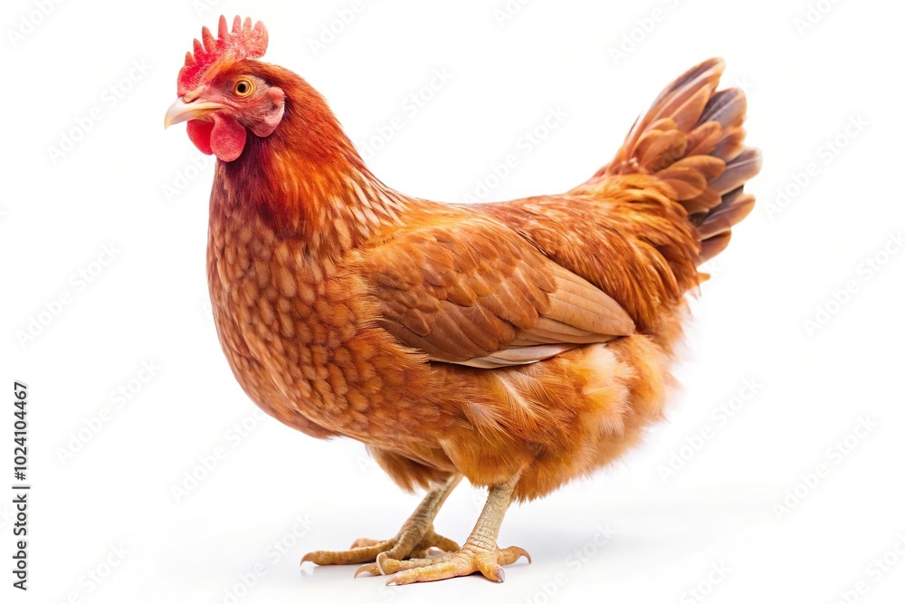 Fototapeta premium Isolated silhouette of Rhode Island Red hen on white background