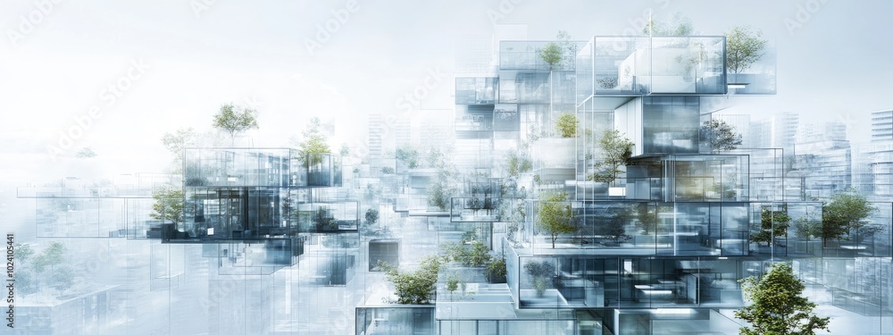 Fototapeta premium A creative urban landscape showcasing environmentally friendly buildings.