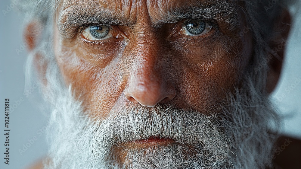 Intense Portrait of an Elderly Man with a White Beard Intense Portrait of an Elderly Man with a White Beard