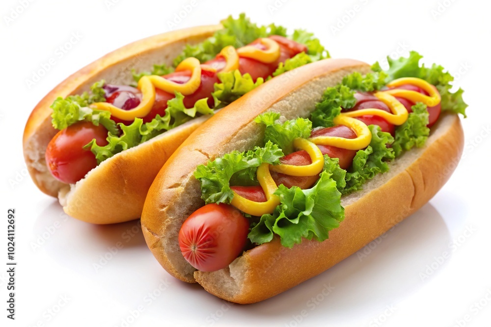 Juicy hotdogs with clipping path isolated on a white background Depth of Field Juicy hotdogs with clipping path isolated on a white background Depth of Field