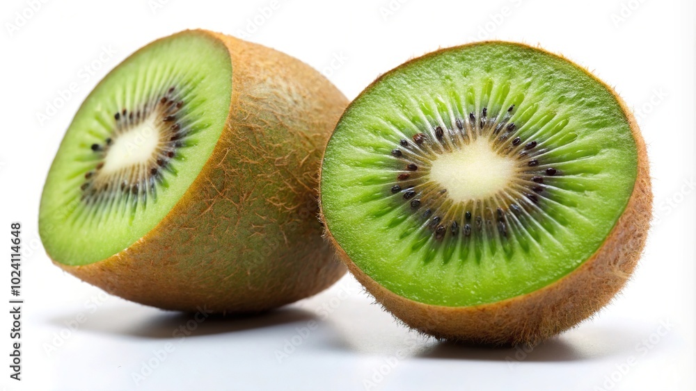 Fototapeta premium kiwi fruit cut in half on white background